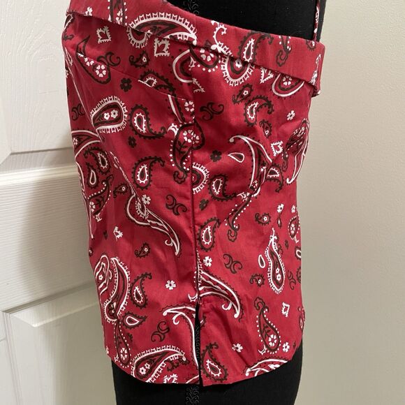 Vintage To The Max Bandana Tank Top Red White Paisley Y2K Western Streetwear USA - Picture 4 of 8